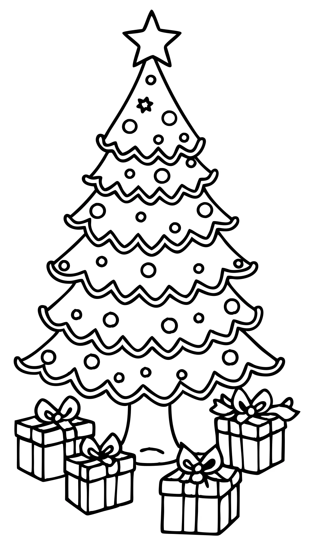 christmas tree with presents coloring page